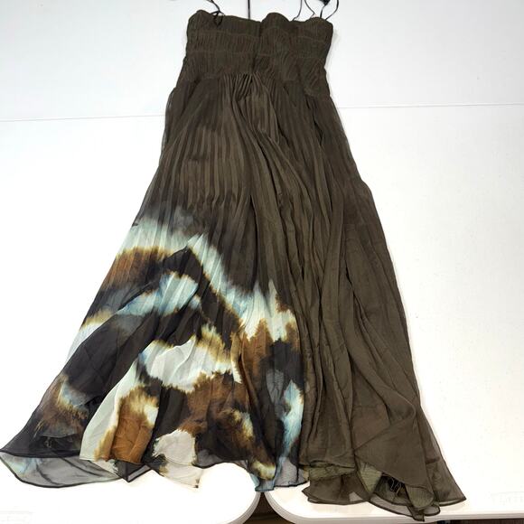 AMUR Sue Pleated Gown tie diy green spaghetti streps Size 2 - Picture 8 of 8